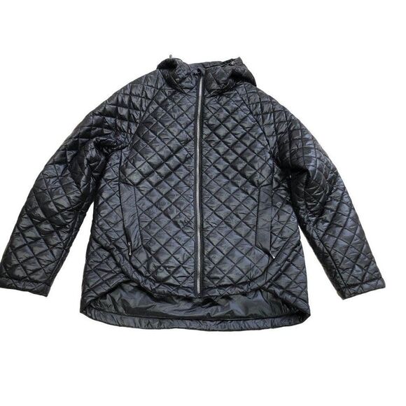 BCBGMAXAZRIA Quilted Hooded Zip Front Jacket In Black Size M - Picture 1 of 4